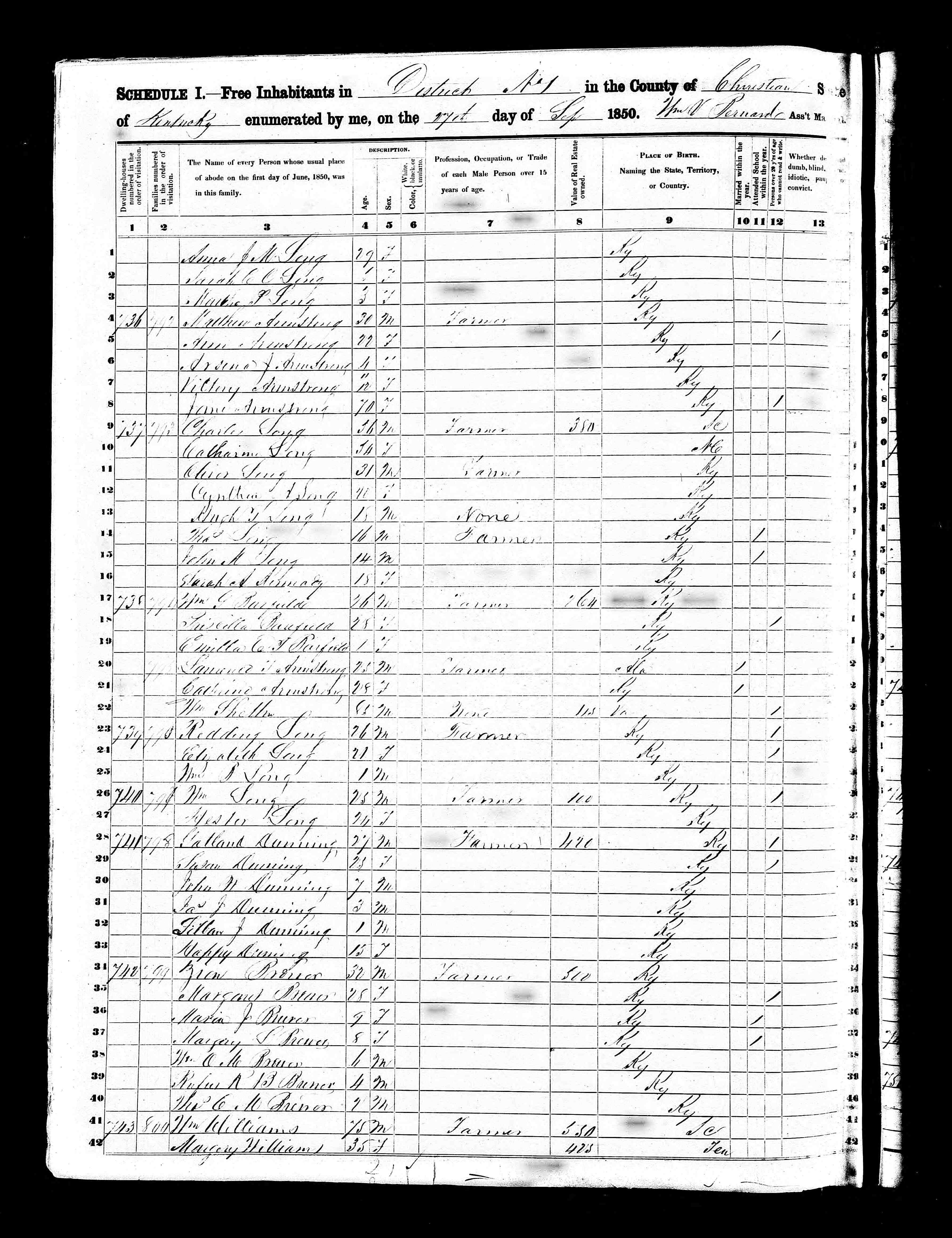  - 1850 Census William Williams